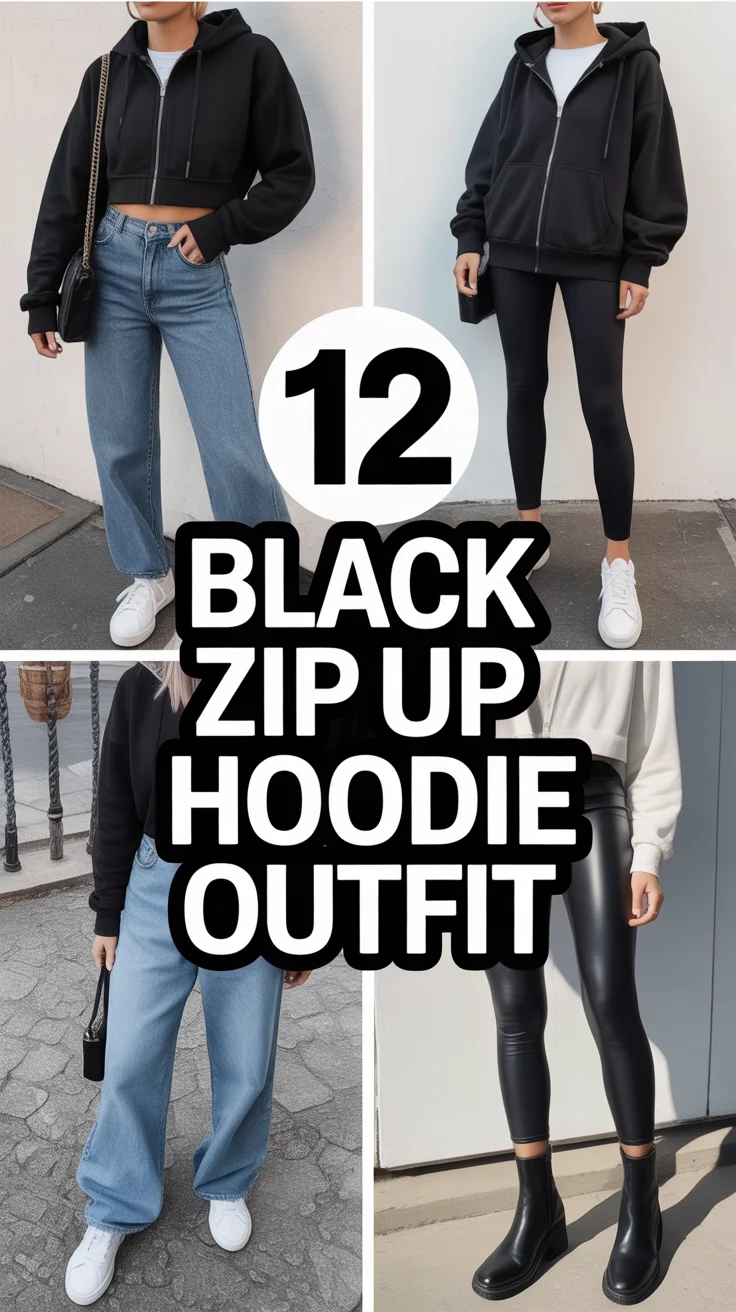 🧥 12 Black Zip Up Hoodie Outfit