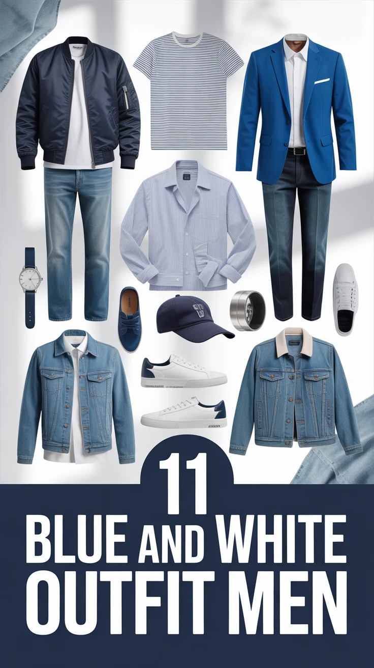 🧢 11 Blue And White Outfit Men