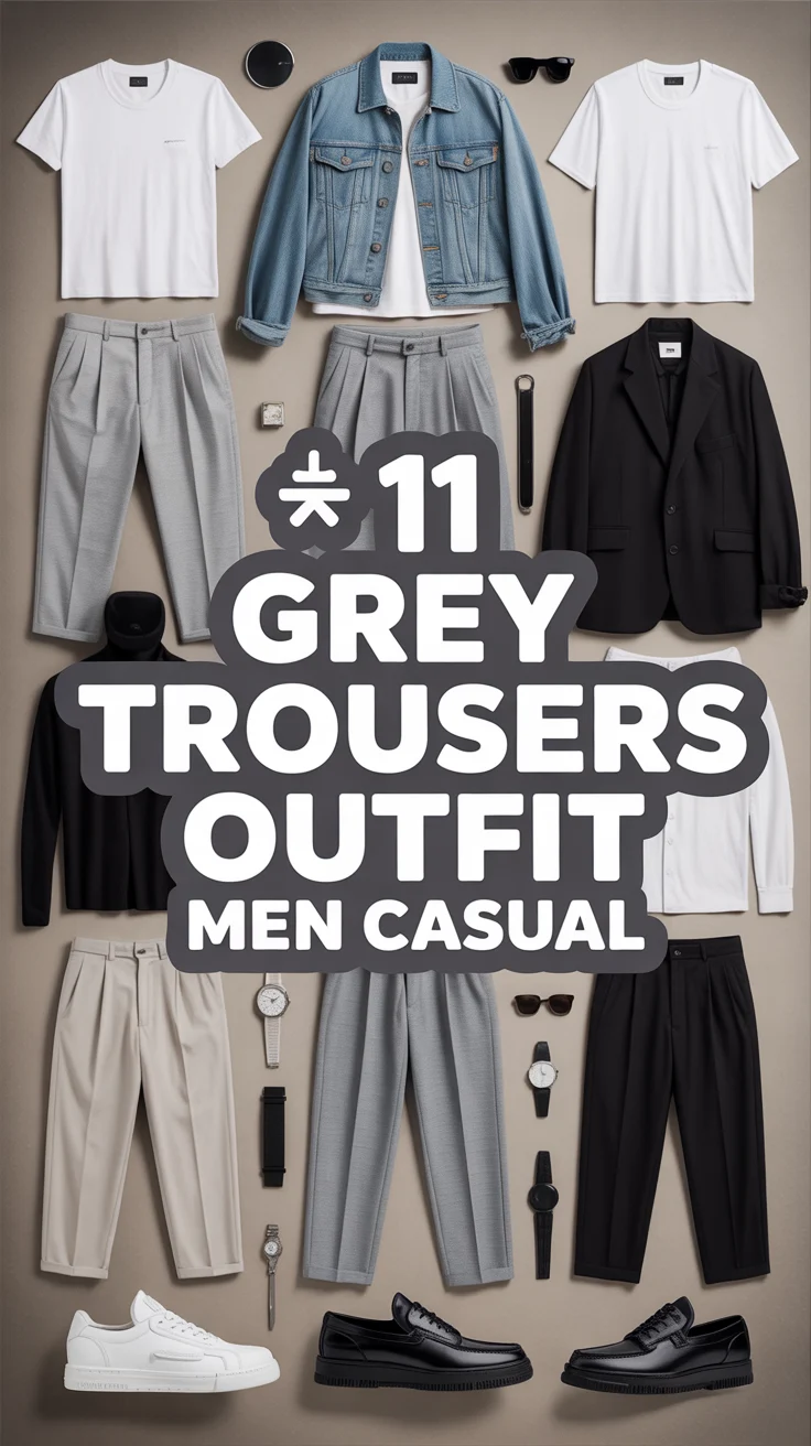 🩶 11 Grey Trousers Outfit Men Casual