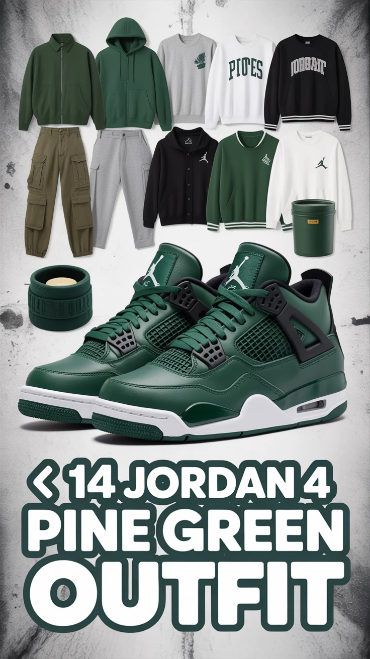 🟩 14 Jordan 4 Pine Green Outfit