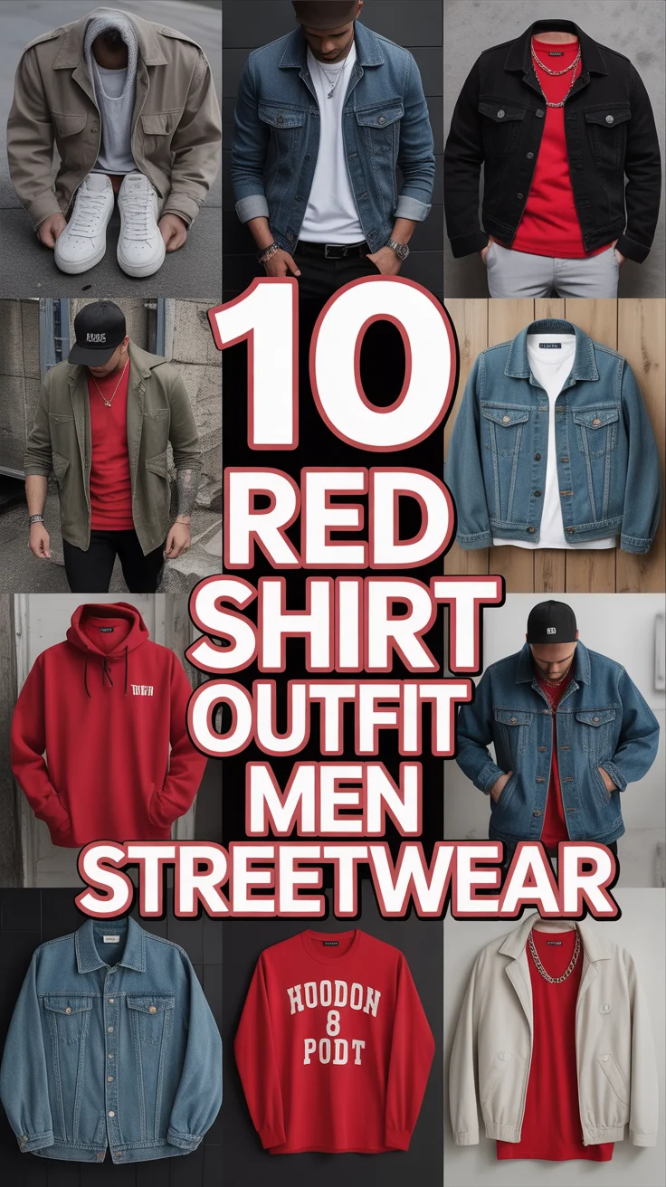 👟 10 Red Shirt Outfit Men Streetwear