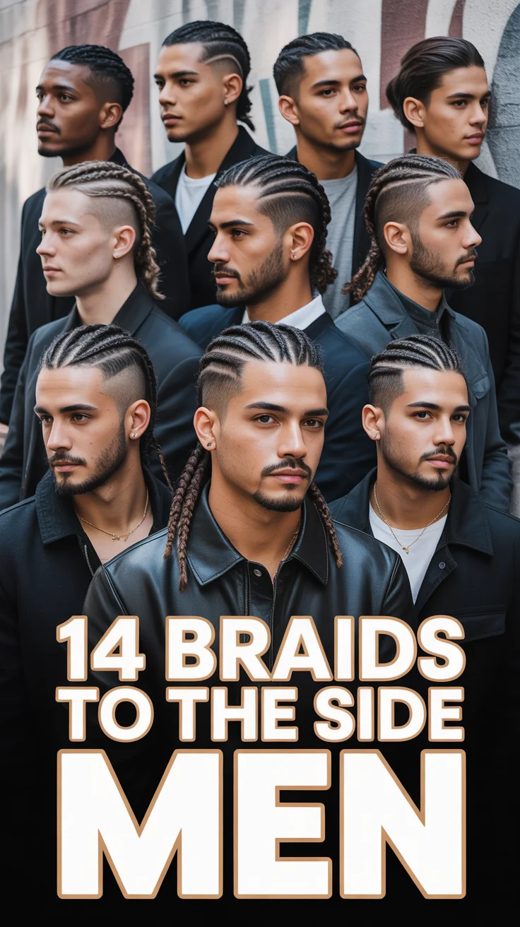 😎 14 Braids To The Side Men