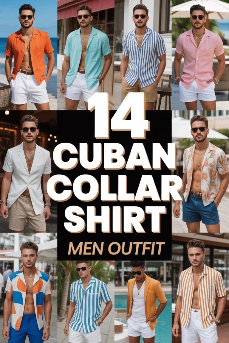 👤 14 Cuban Collar Shirt Men Outfit